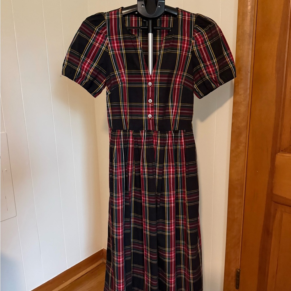 Jcrew factory midi length, plaid dress, size 2